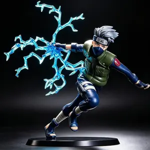 One Piece Naruto Kakashi Hatake Figure, Raikiri Lightning Effect Battle Form，Kakashi Collectible Statue, Copy Ninja Pose with Transparent Chidori Effects，Naruto Collectible for Fans & Display