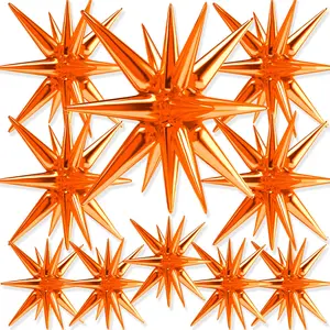 PartyWoo Orange Star Foil Balloons 10pcs Different Sizes Pack of 42 27 22 Inch Spike Explosion Mylar Balloons for Wedding Anniversary Halloween Birthday Baby Shower Fall Theme Party Decorations
