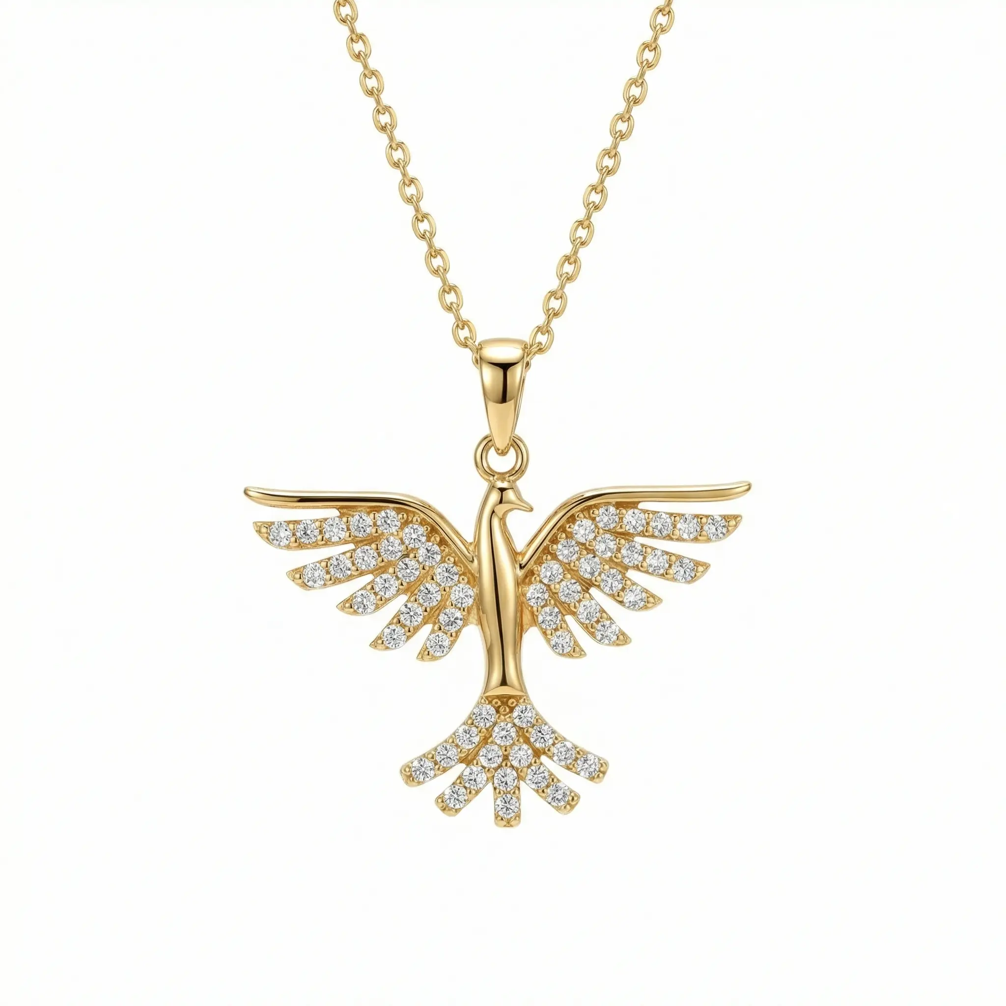 Phoenix Necklace – Solid 925 Sterling Silver, Thick Real 18K Gold Plating – phoenix pendant necklace, bridesmaid gift, hypoallergenic fine jewelry, handmade keepsake – Gift for Her, Mom & Best Friend, Mother's Day, Anniversary & Birthday