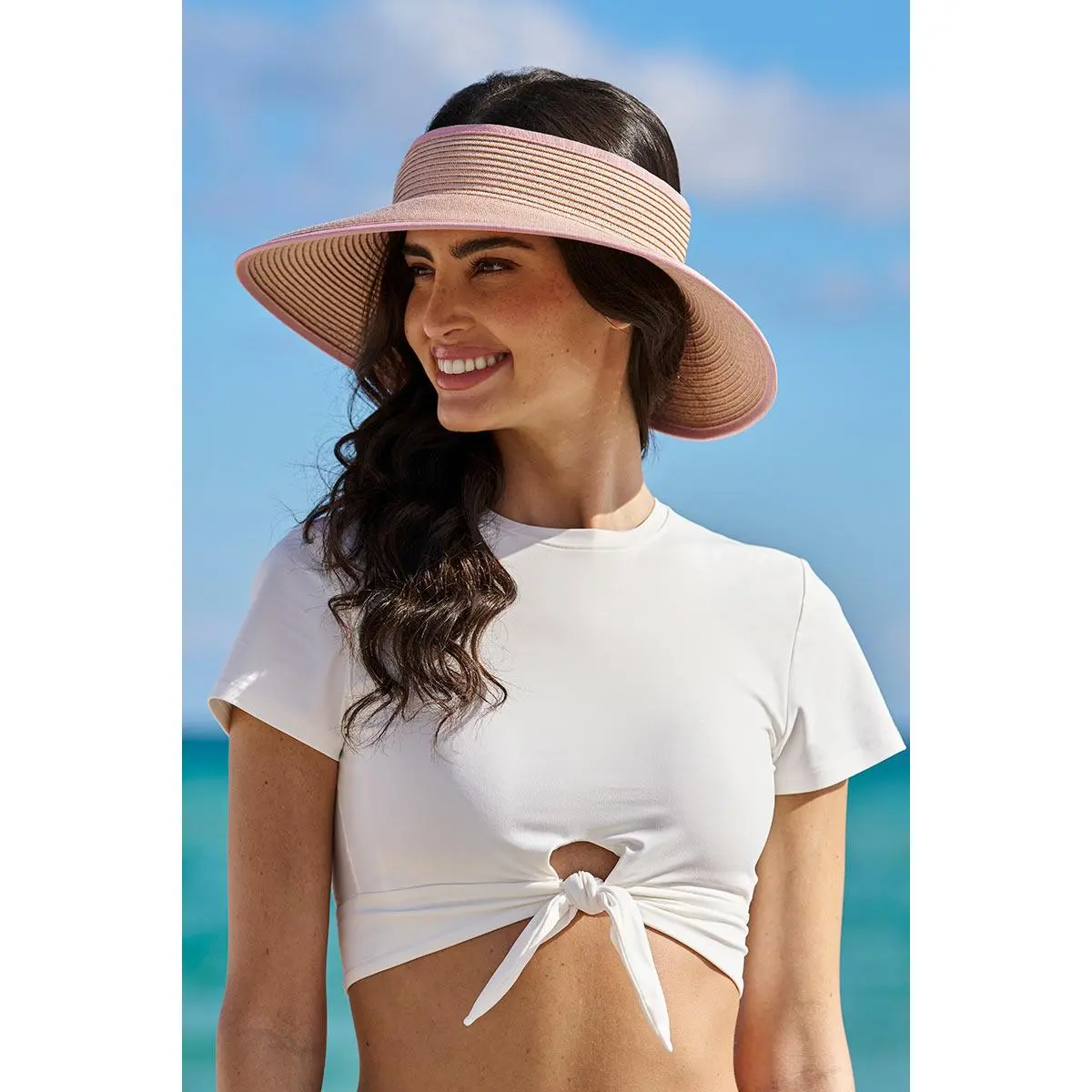 Women's Coolibar Rolled Packable Braid Visor | Primrose