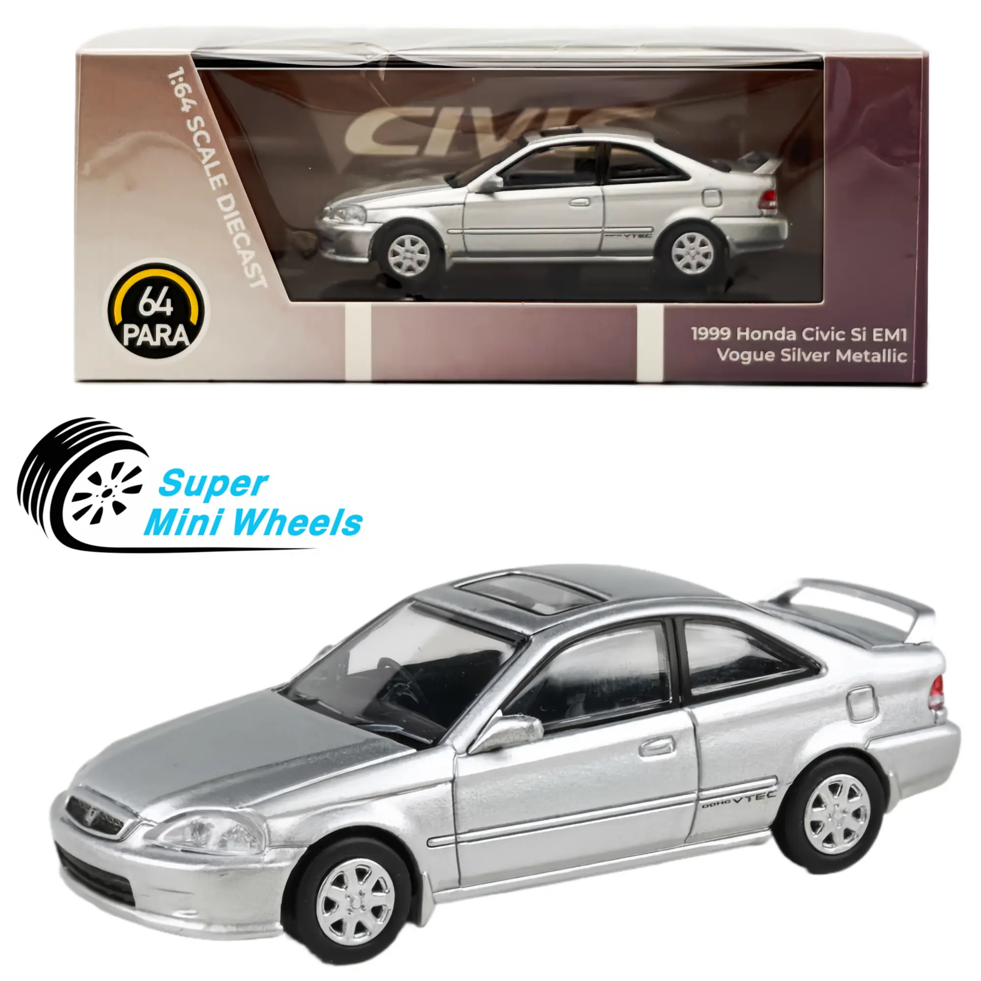 PARA64 1999 Honda Civic Si EM1 Vogue Silver 1:64