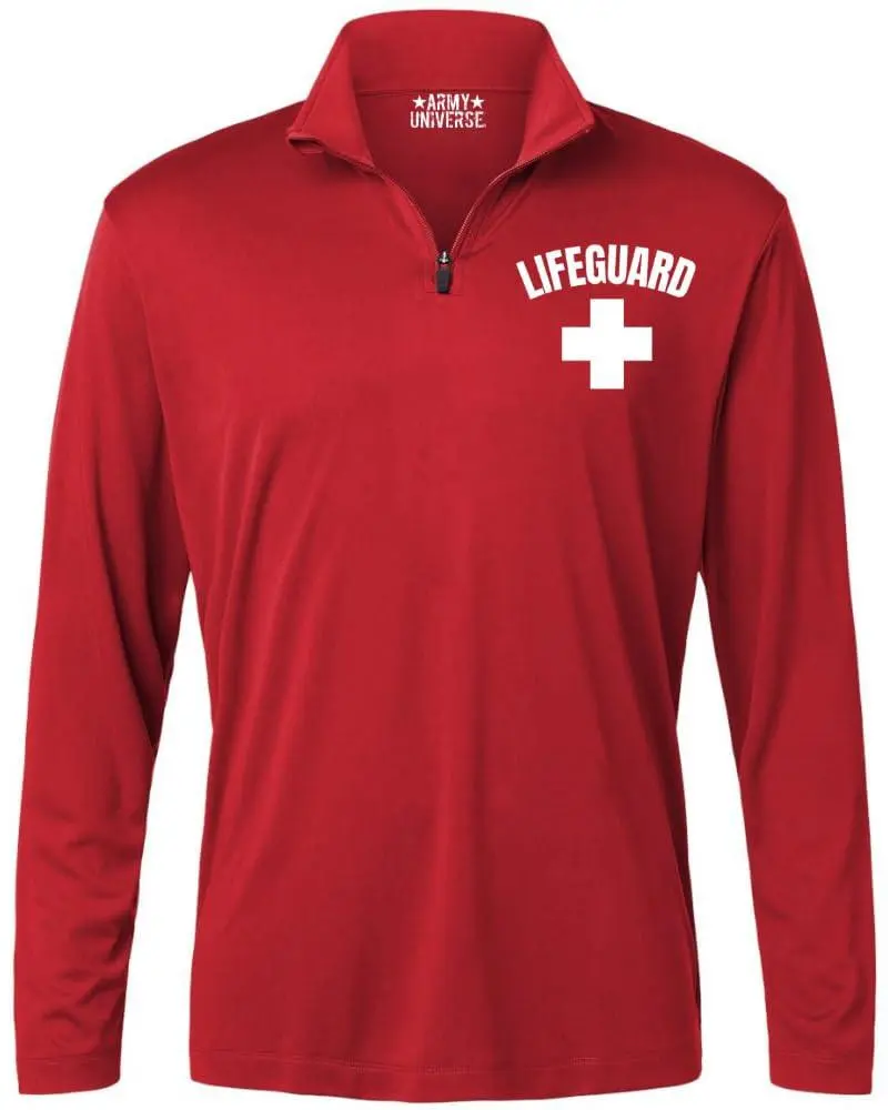 Unisex 1/4 Quarter Zip Polyester Clothes - Long Sleeve Active Performance Water Safety Rescue Top for Lifeguards, Instructors, Kayakers, 100% Polyester, Anti-Odour, Breathable, Durable, Quick Dry Advanced Technology Sport Top