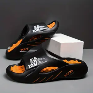 Men's Solid EVA Cloud Slides, Thick Sole Non-Slip Slippers, Lightweight Casual Footwear for Indoor & Outdoor Comfort, Shoe