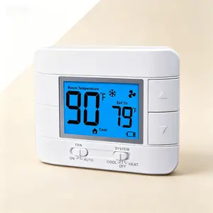 Single Stage Thermostat for Home - Large Blue LCD Display, Room Temperature & Humidity Monitor, Easy to Read Screen - Non Programmable 1H/1C Control - Simple Manual Thermostat for Residential Use