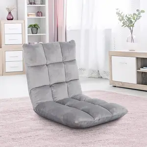 14-Angle Adjustable Folding Lounger, Modern Upholstered Chair with P2 MDF Frame, Lazy Sofa Cushion, Gaming Recliner for Living Room