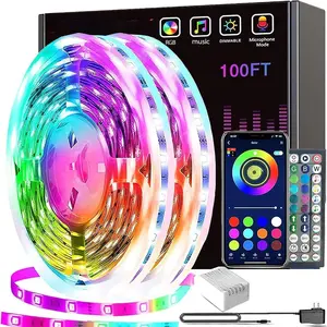 Led Lights 100ft(2 Rolls of 50ft) Smart APP Control Music Sync Led Strip Lights RGB Color Changing Led Lights Strips with Remote Led Lights for Bedroom Kitchen and Party