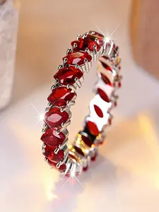 Luxurious Ring • Adorned with Red Marquise Stones • Instagram Style • Dutch Marquise Cut Ring • Marquise Wedding Bands