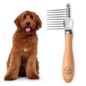 Dog Dematting Brush & Rake, Detangler Brush for Dogs, Comb Tool for Grooming, Best for Doodles, Poodles, Goldendoodles, Cats & Other Pets, Matted Fur Removal on Undercoat [We Love Doodles] Does not apply