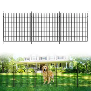 40" Rustproof No-Dig Garden Fence, 5-Panel Decorative Metal Animal Barrier Fence – Heavy Duty Outdoor Fencing for Dogs, Rabbits & Small Pets, Patio, Yard, Garden Border & Landscape Protection, 11.8FT Length, Black