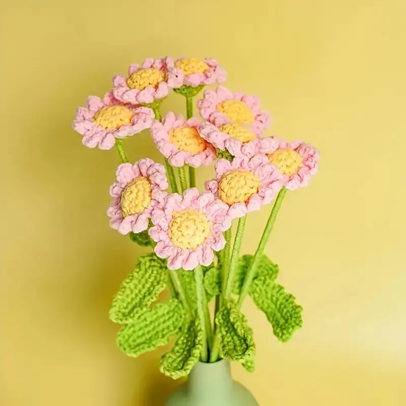 Handmade Sunflower Daisy Bouquet Set, Polyester Flowers for Home & Car Decor, Perfect for Holidays & Special Occasions