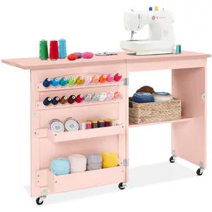 Best Choice Products Sewing Machine Table & Desk w/ Craft Storage and Trays