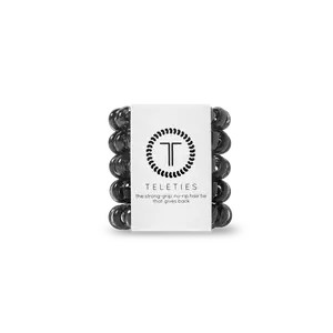 TELETIES - Jet Black - Tiny Hair Tie - Strong Grip - Pack of Five