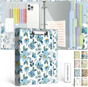 3 Ring Binder 1 Inch Rings with Clipboard, 5-Tabs Pockets Dividers, Plastic Folder, 18 Divider Stickers, Pen Loop -  Letter Size