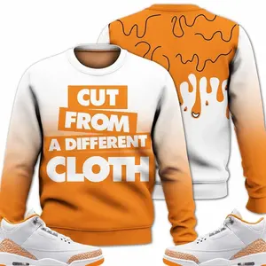 White Orange Peel 3s Sweatshirt, 3 Orange Citrus Outfit, Cut From A Different Cloth Sneaker Matching Shirts