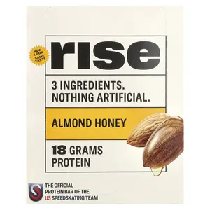 Rise Bar Protein Bar, Almond Honey, 12 Bars, 2.1 oz (60 g) Each
