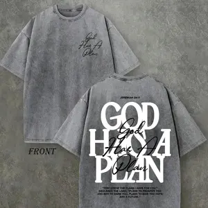 Vintage Washed God Has A Plan Christian T-Shirt | Jeremiah 29:11 Oversized Front & Back Graphic Tee | Faith Based Streetwear Apparel Perfect for Spring | TikTok Shop Deals