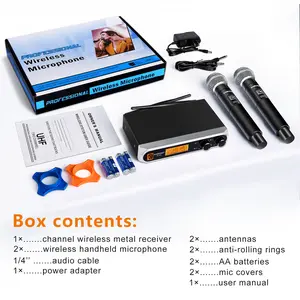 Kaschun KA-328 Wireless Microphone, Professional Wireless Dynamic Microphone System, Professional Wireless Microphone, 100ft Range, for DJ, Church, Karaoke, Home & KTV Audio Smartphone