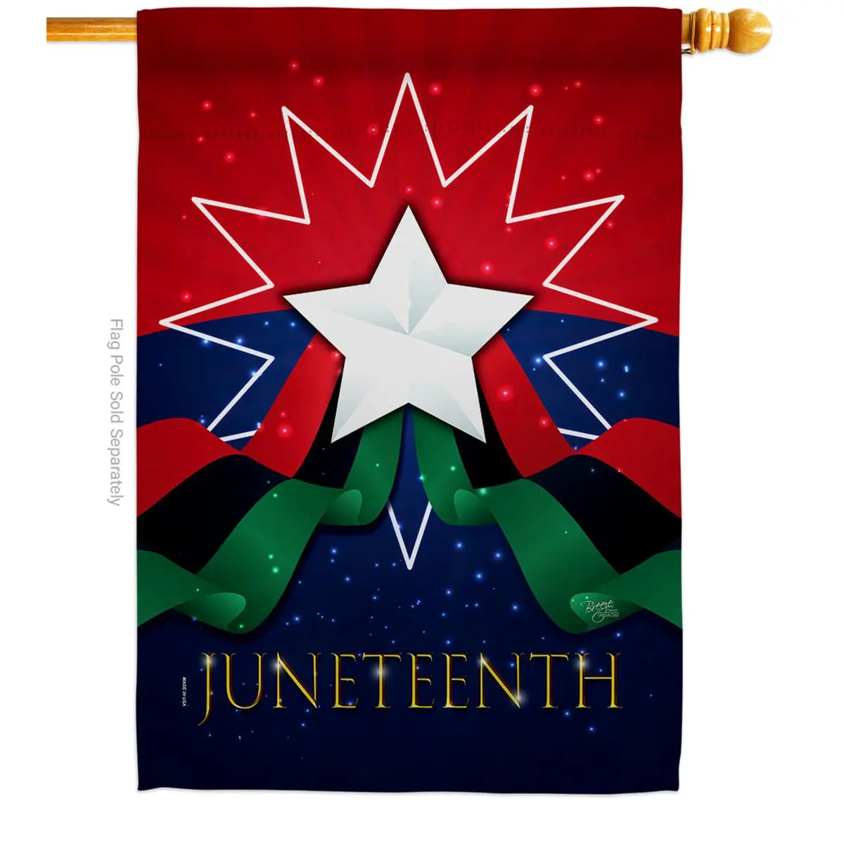 Breeze Decor  28 x 40 in. Happy Juneteenth Day Black History Double-Sided Decorative Vertical House Flags - Decoration Banner Garden Yard Gift, Historical Theme, Outdoor