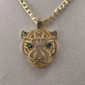 72 - Pantera Pendant with Chain - Durable Gold-Tone Material Unique Tiger Design for Fashion Lovers - Perfect Gift for Stylish Accessories