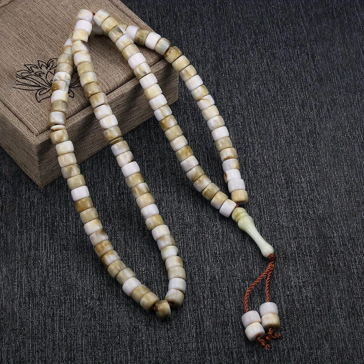 Handmade Ethnic Prayer Beads with 99 Flat Head Beads, Unisex Knotted Acrylic Tasbih Bracelet, Casual Stackable Ramadan Gift, Ethnic Style, Casual Wear, Acrylic Chain, Single Strand