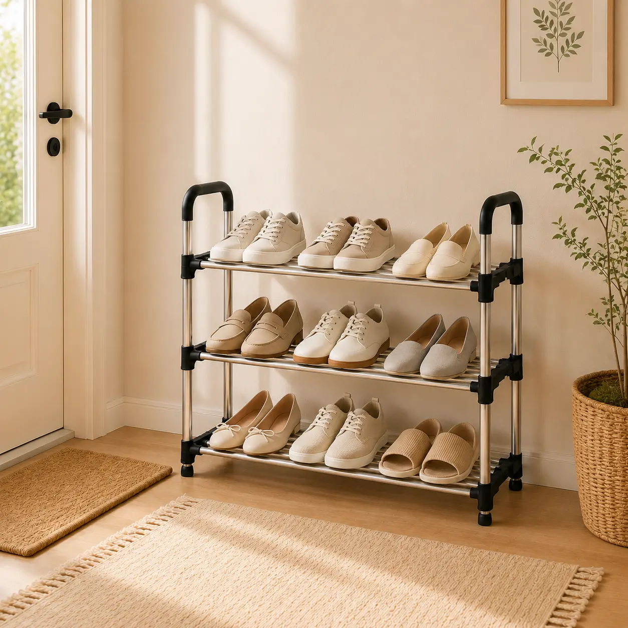 3-5 Tier Free-Standing Shoe Rack, Space-Saving Home Storage Organizer for Entryway, Closet