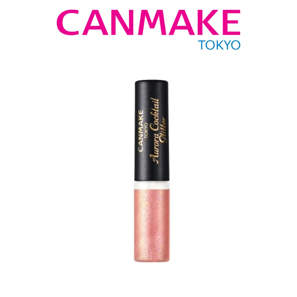 CANMAKE Aurora Cocktail Glitter Cosmetic, Pearl-Dewy Glitter Highlighter with Brush for Eyeliner & Lipliner Application, Makeup, Moisturizing