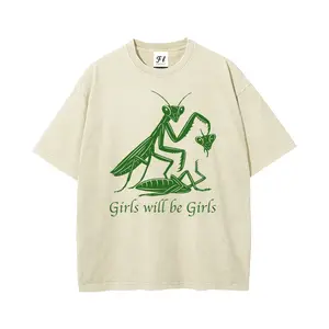 Girls Will Be Girls Oversize Unisex Washed T-Shirt for Women and Men's Unisex Fit Batik Cotton Oversize Streetwear Menswear  Super Soft Pre-Shrunk
