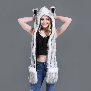 Plush Hat Scarf Gloves Three-Piece Set Cute Plush Hat with Adorable Ears Beanie Fitted for Chilly Days Soft Cozy Material Perfect for Any Occasion