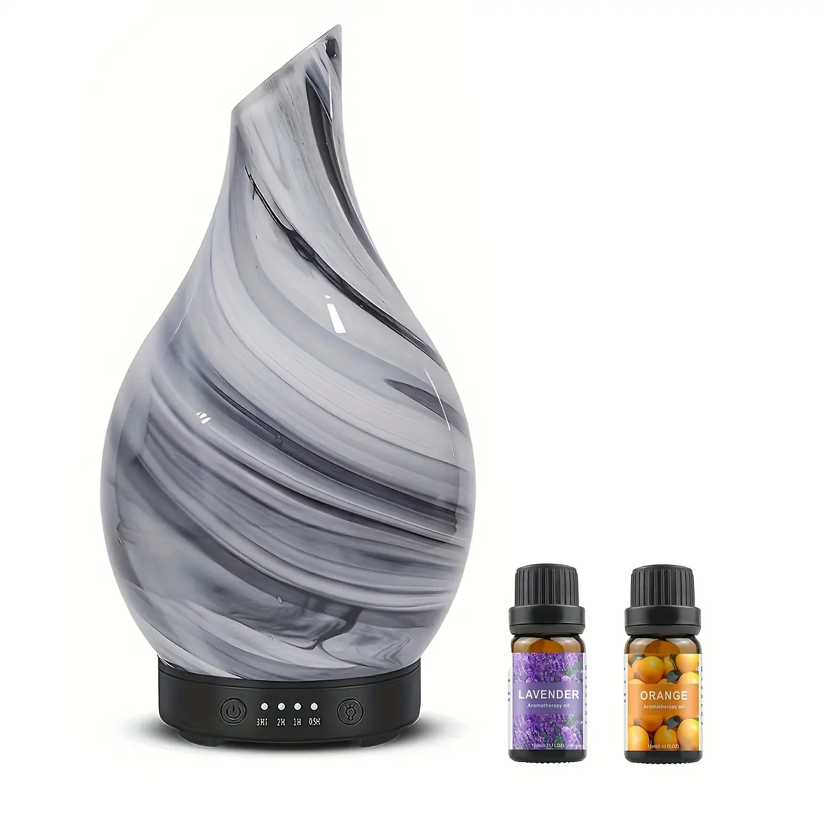 Essential Oil Diffuser 120ml, Ultrasonic Aromatherapy Diffuser with Glass Cover, BPA-Free Water Tank, Auto Shut-Off, 4 Timer Settings, Color Changing LED Lights, Home Bedroom Office Yoga Decor, Holiday Gift