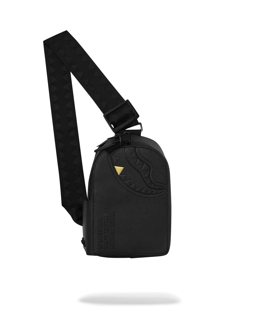 SPRAYGROUND BLACKED OUT EMBOSSED GOLD TOOTH BACKPACK SLING