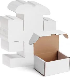 50 Packs 4X3X2 Small Shipping Boxes, White 4 x 3 x 2 inches Corrugated Cardboard Box for Packaging Small Business, Card Boxes, Mailer for Storage