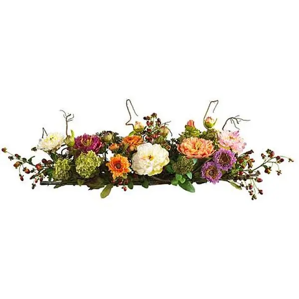 Nearly Natural Mixed Peony Centerpiece Silk Flower Arrangement