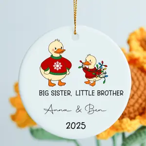 Personalized Big Sister Little Brother First Christmas Ornament,Custom 1st Christmas Keepsake,Custom Sibling Name Ornament, New parents Gift