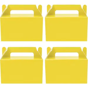 12Pcs Yellow Gable Gift Boxes,5.9'' Small Party Favor Treat Box, Goodie Box, Cookie Candy Box for Birthday Party, Baby Shower, Classroom Activity and Any Fun Occasion Decoration Supplies