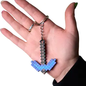 Pixel Pickaxe Keychain