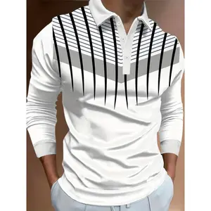 Men's digital printed long sleeved button up shirt Casual Collared Menswear fathersdaygift
