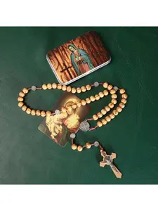 8mm Beads Catholic Rosary, Handmade Braided Prayer Rosaries with Crucifix Cross, Includes Exquisite Gift Pouch & 18pcs Prayer Cards, Religious Spiritual Jewelry for Daily Prayer & Devotion, Perfect Catholic Gift