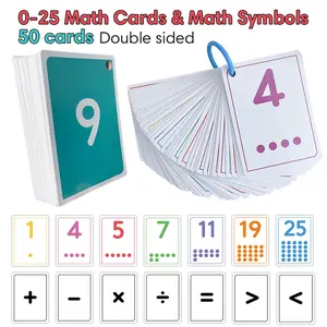 50 Pcs Math Learning Cards 0-25 Addition Subtraction Multiplication Division, Early Education Teaching Aids for Kids, Home School Use, Math Learning Tools