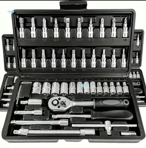 46 Pieces 1/4 inch Drive Socket Ratchet Wrench Setwith Bit Socket Set Metric and Extension Bar for AutoRepairing and Household with Storage case