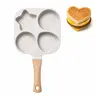 4-in-1 Nonstick Divided Multi-Egg Omelette Pan with Wooden Handle - Star & Heart Shape Molds, Cookware for Breakfast Sandwich Making, Universal Compatibility Nonstick Pans for Mother's Day, Birthdays