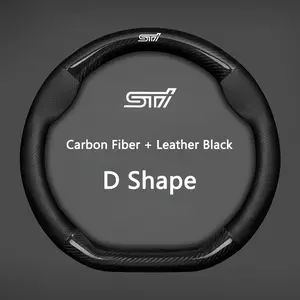 Carbon Fiber Leather Car Steering Wheel Cover Breathable Anti Slip Cover For Subaru STI Forester BRZ Outback Smart Impreza WRX 2006 Ascent Tribeca