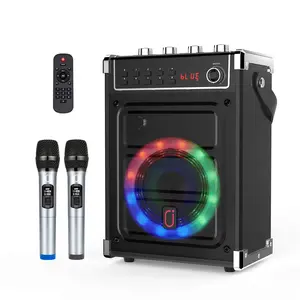 JYX 69BT Portable Karaoke Machine with 2 Wireless Microphones, Bluetooth Stereo Audio Speakers, Android & Mobile Device Compatibility, Streaming Support, Auxiliary Input, USB Type-A, Built-in Lights, Card Support - SummerWins DealsForYouDays