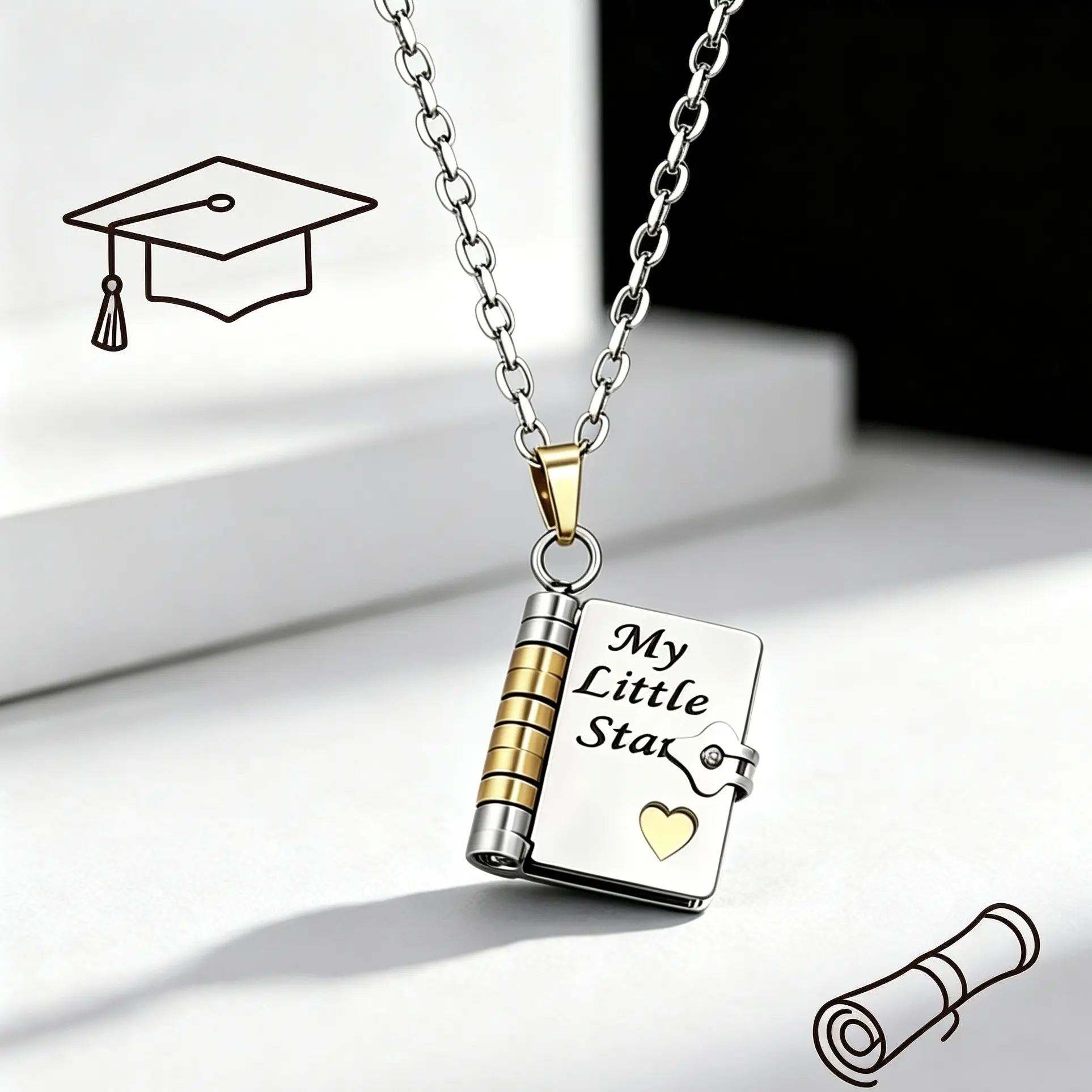 For Daughter/Son the "My Little Star" book-shaped necklace - an excellent gift choice for the graduation season. Crafted from rust-resistant 316 stainless steel, it is a meaningful graduation gift for your daughter/son.