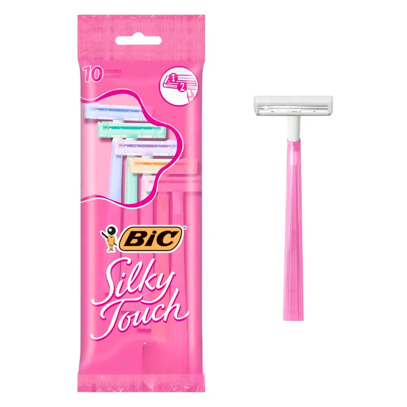 Women's BIC Silky Touch Disposable Shaving Razors - 2 Blades, Pretty Pastel Handles, 10-Count Pack