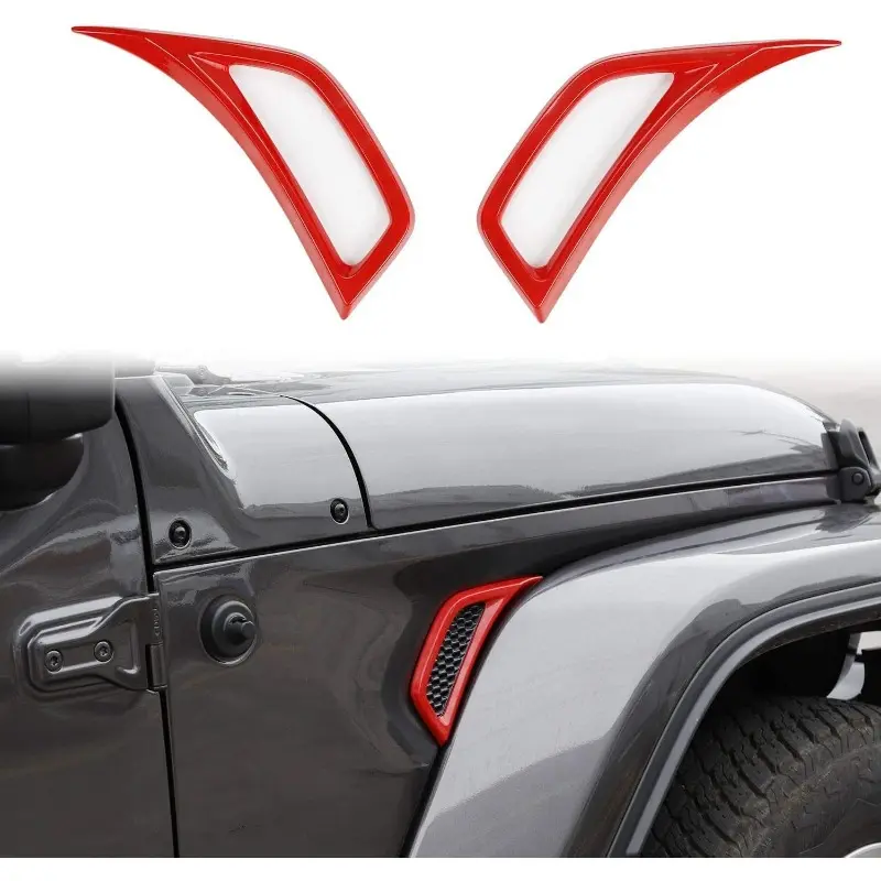 ABS Red PVC Side Air Conditioning Vent Outlet Decoration Trim Decal for 2018-2025+ Jeep Wrangler JL/JLU, Gladiator JT 4xe - Car Exterior Chrome Trim Body Kit Accessories, Car Body Decoration