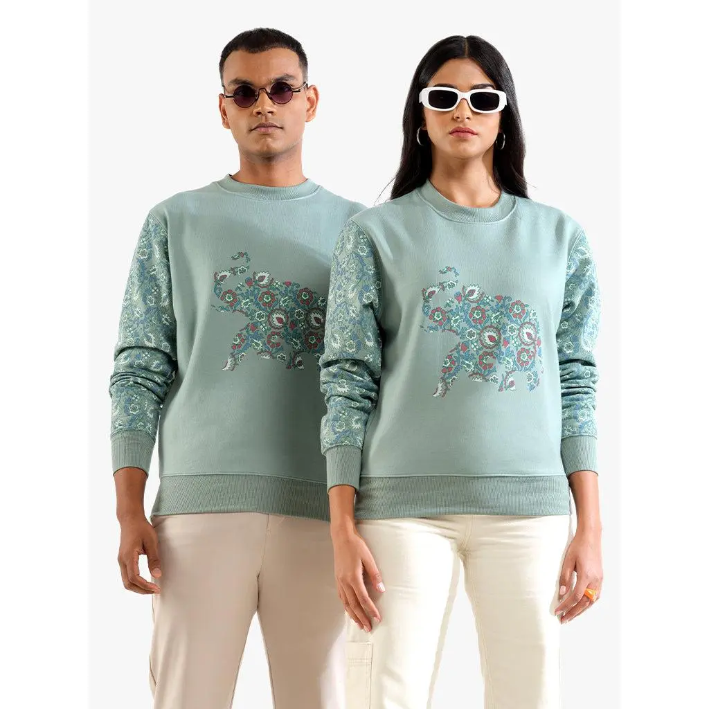 Unisex Printed Crewneck Sweatshirt – Mint Green