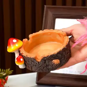 Mushroom Shape Ashtray Resin Mushroom and Stem Realistic Decorative Non-Toxic with Stand Unique Gift Office Desktop Display Tree Design