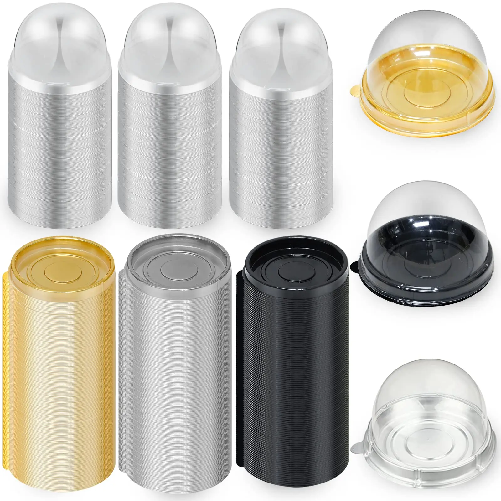 A Set of 300/100 Pcs Mini Cupcake Containers,Individual Plastic Cupcake Boxes for Muffin Mooncake,Disposable Dessert Cookie Holders,Single Cake Container with Dome Lid,Halloween Christmas Party Gifts,Hand Tools Kits