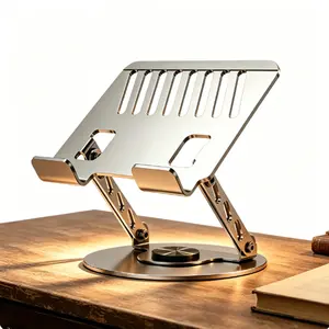 360° Rotatable and Height-Adjustable All-Metal Dual-Bar Laptop Stand Anti-Slip Heat-Dissipating Stand for MacBook Pro Air (10-17"), Tablets, Gaming, Office, Home Use, and Drawing, Silver