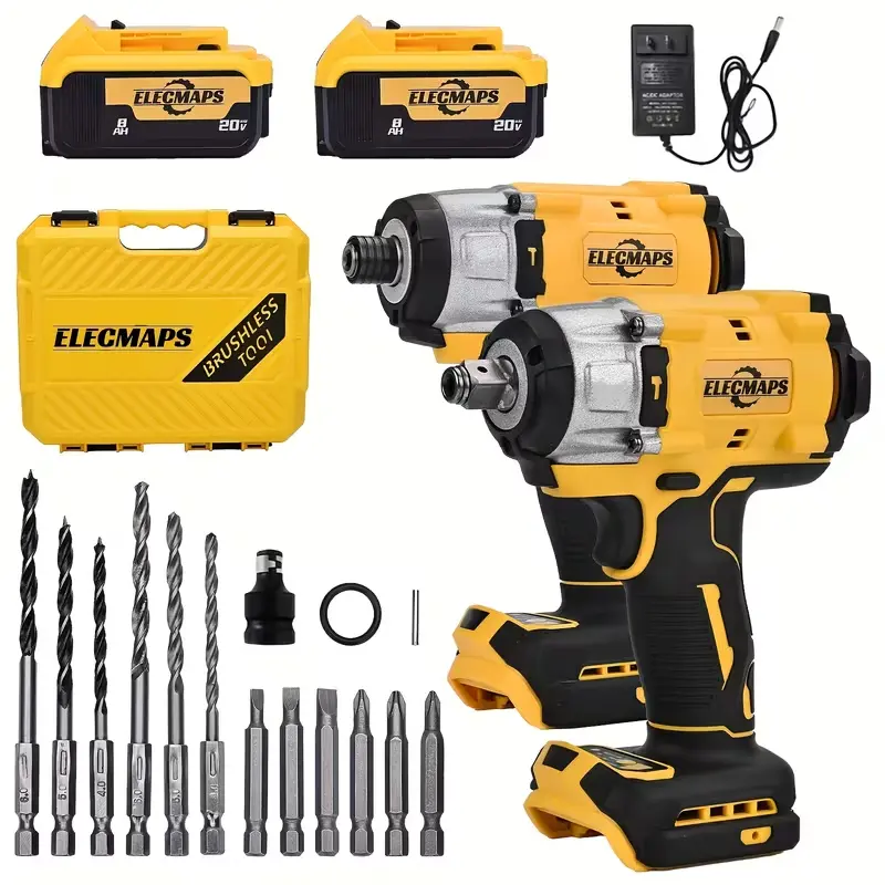 Brushless Cordless Drill, Impact Driver, 2-Tool Power Tool Combo Kit, Brushless Power Tool Set , 1500Nm Impact Wrench, 1/2" 1107ft-lbs Cordless Impact Gun